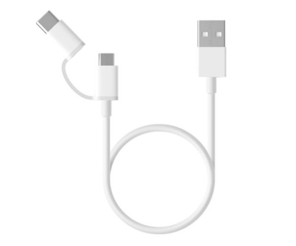 Kabel XIAOMI micro-USB/USB-C 30cm bialy